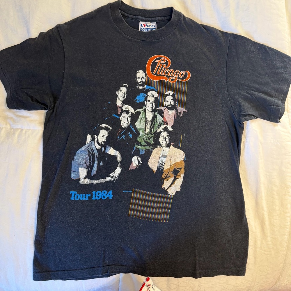 Vintage 1984 Chicago Band Tour T-Shirt • Original 80s Concert Tee • Hanes USA M